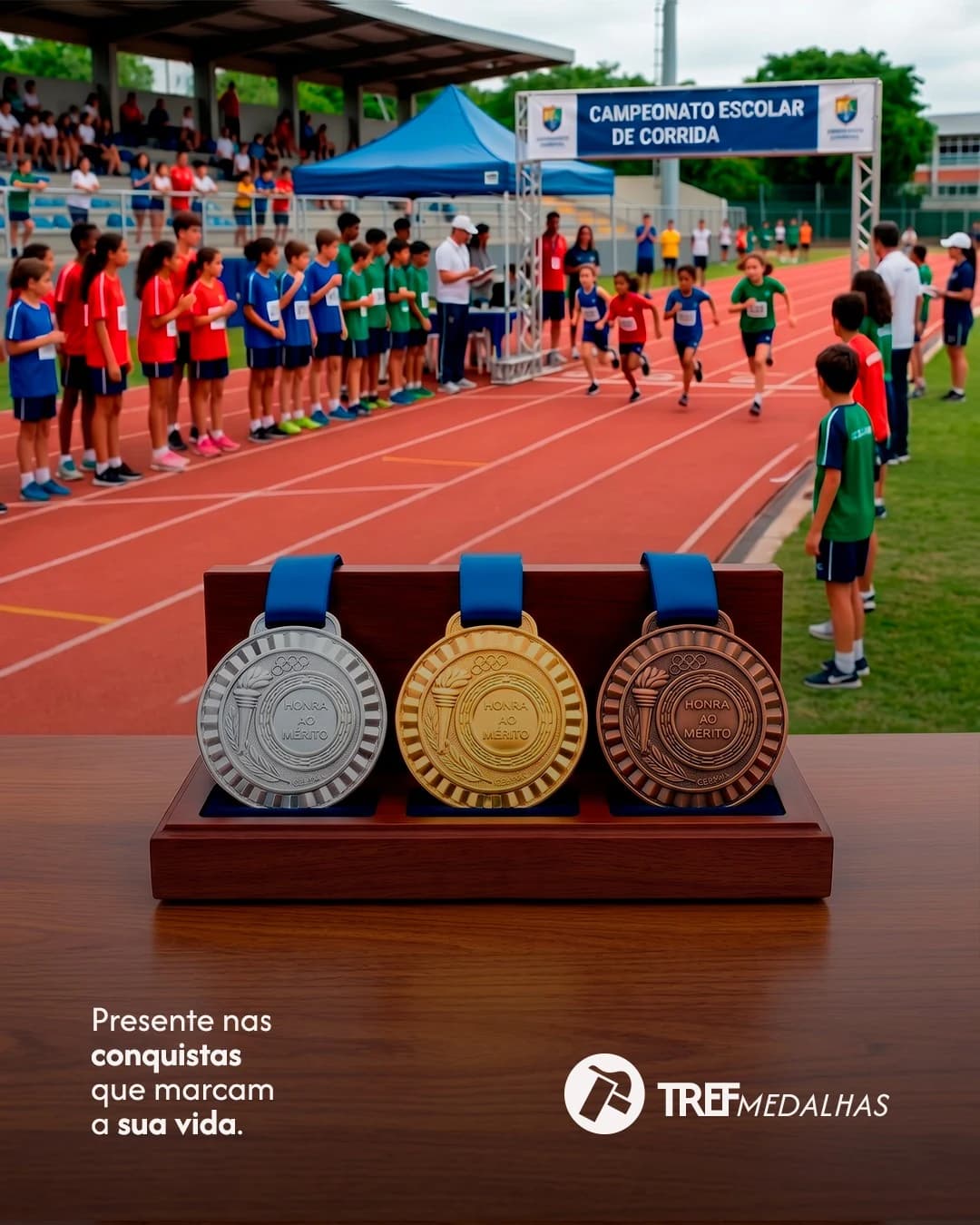Medalhas Tref em campeonato escolar de corrida